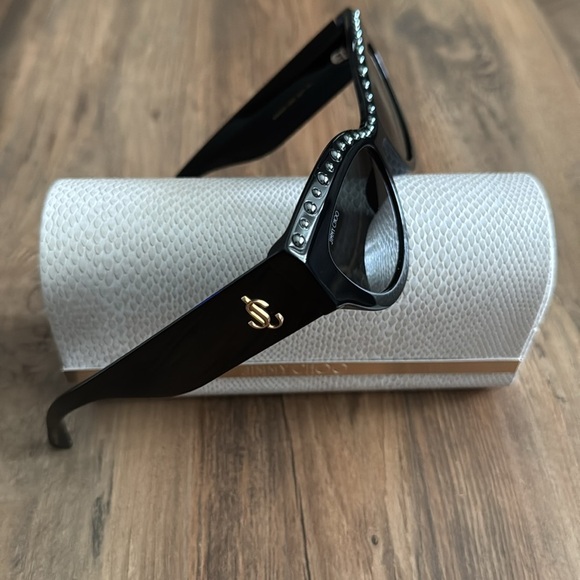 Jimmy Choo Black Cat-Eye Sunglasses with Silver Accents Jimmy Choo Black Cat-Eye Sunglasses with Silver Accents main image 2